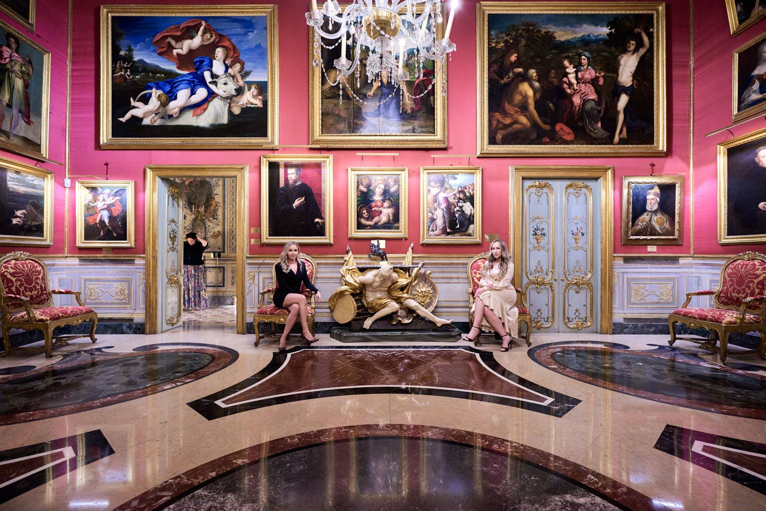 Palace gallery set for a reception