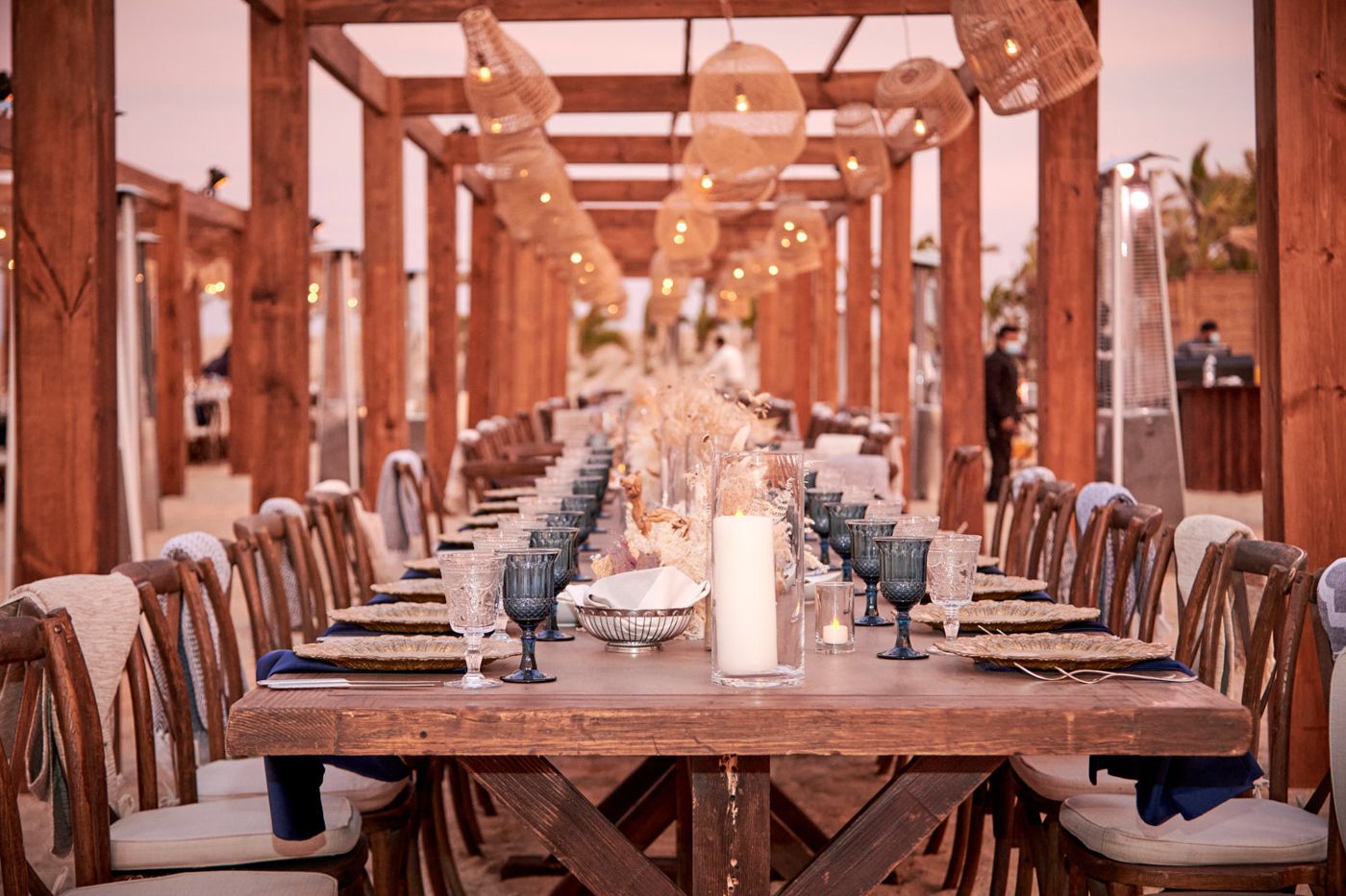 Long candlelit dinner table