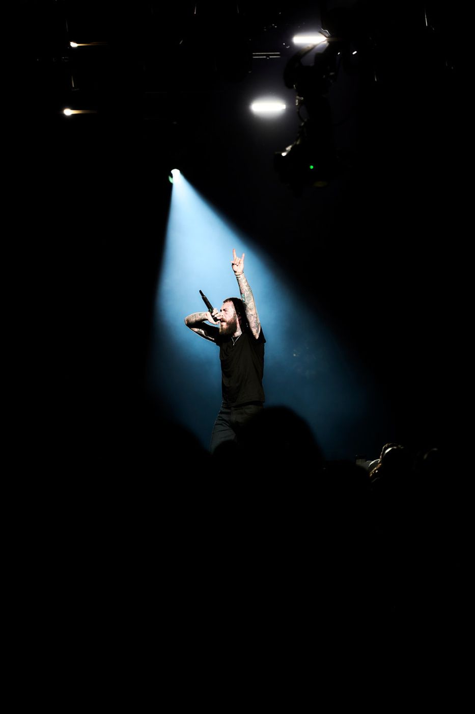 Singer in a single spotlight